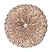 Coussin rond en velours écrasé avec coutures en losange (beige, 35 x 35 cm)