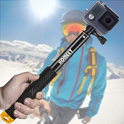 Homeet Hand Grip Extendable Aluminum Selfie Stick Telescopic Handheld Pole Monopod for GoPro/SJCAM/Garmin Virb XE/Yi 4K/DBPOWER/QUMOX/Akaso/Apeman Gold selfie stick