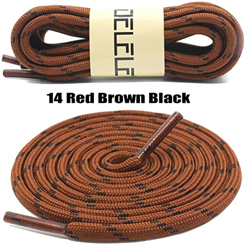 Delele 2 Pair Non-Slip Outdoor Mountaineering Hiking Walking Shoelaces Round Red Brown Black String Rope Boot Laces Strong Durable Bootlaces-55.12" #TOP1