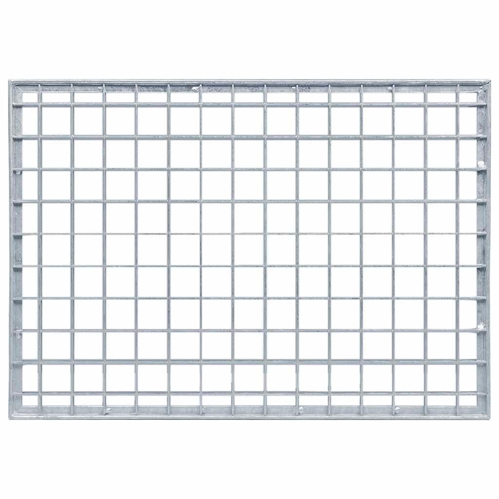 Tomostar Grille de Drainage, Grille Caniveau Extérieur Couvercle de Drainage Grilles Caillebotis Acier Galvanisé Argent 50x35x2 cm