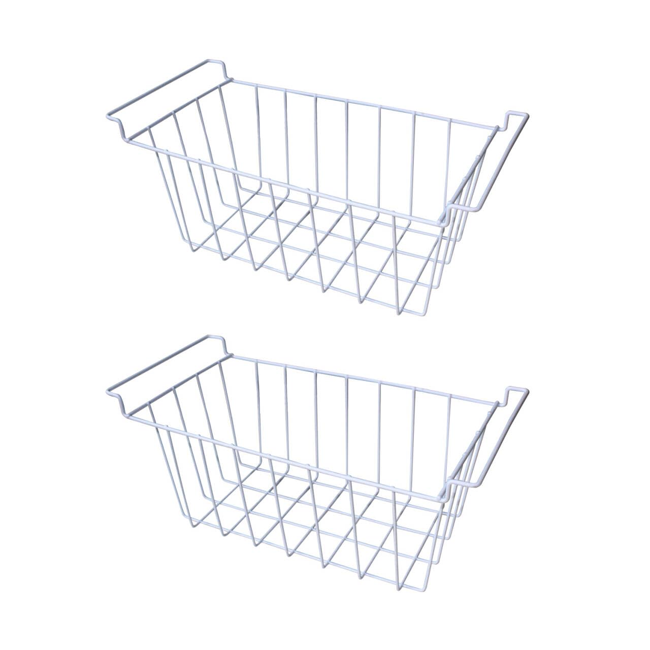 Gitterkorb gefriertruhe korb einhängen aufbewahrungskorb drahtkorb hängekorb gefrierschrank organizer gefriergutkorb (2pcs 375x220x175mm)