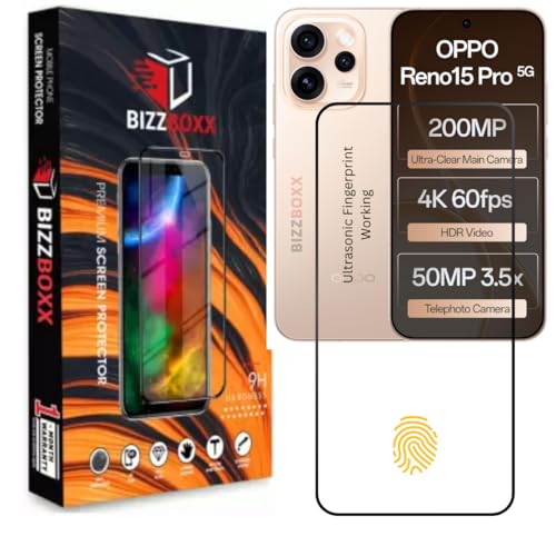 Image of Tempered Glass Screen Protector Guard Compatible with Oppo Reno15Pro 5G - HD Clarity, Ultrasonic Fingerprint Working Screen Guard (Reno 15 Pro - 6.78 inch) With Installation Kit - Pack of 1