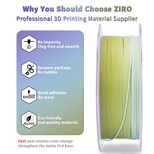 Image of ZIRO 3D Printer Filament, Fast Color Change Filament 1.75mm, Color Gradient Material, 1.75mm PLA Filaments, Dimensional Accuracy + /- 0.03mm, Fit Most FDM Printer 1KG Spool, Dawn Whisper (Matte)