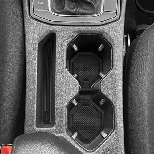 Auovo Protector Mats for Volkswagen Jetta Accessories 2025 2024 2019-2023 Custom Fit Cup Holder Inserts Liners Coasters Anti Dust Mat Car Interior Trim(4pcs/Set)(Black)