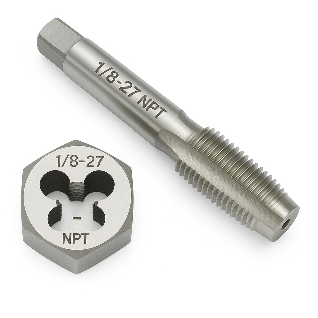 3/4"-14 NPT Tap and Die Set – GCr15 Alloy Steel Pipe Thread Tap and Hex Die Combo, Taper Thread Repair Tool for Conical Pipe Fittings