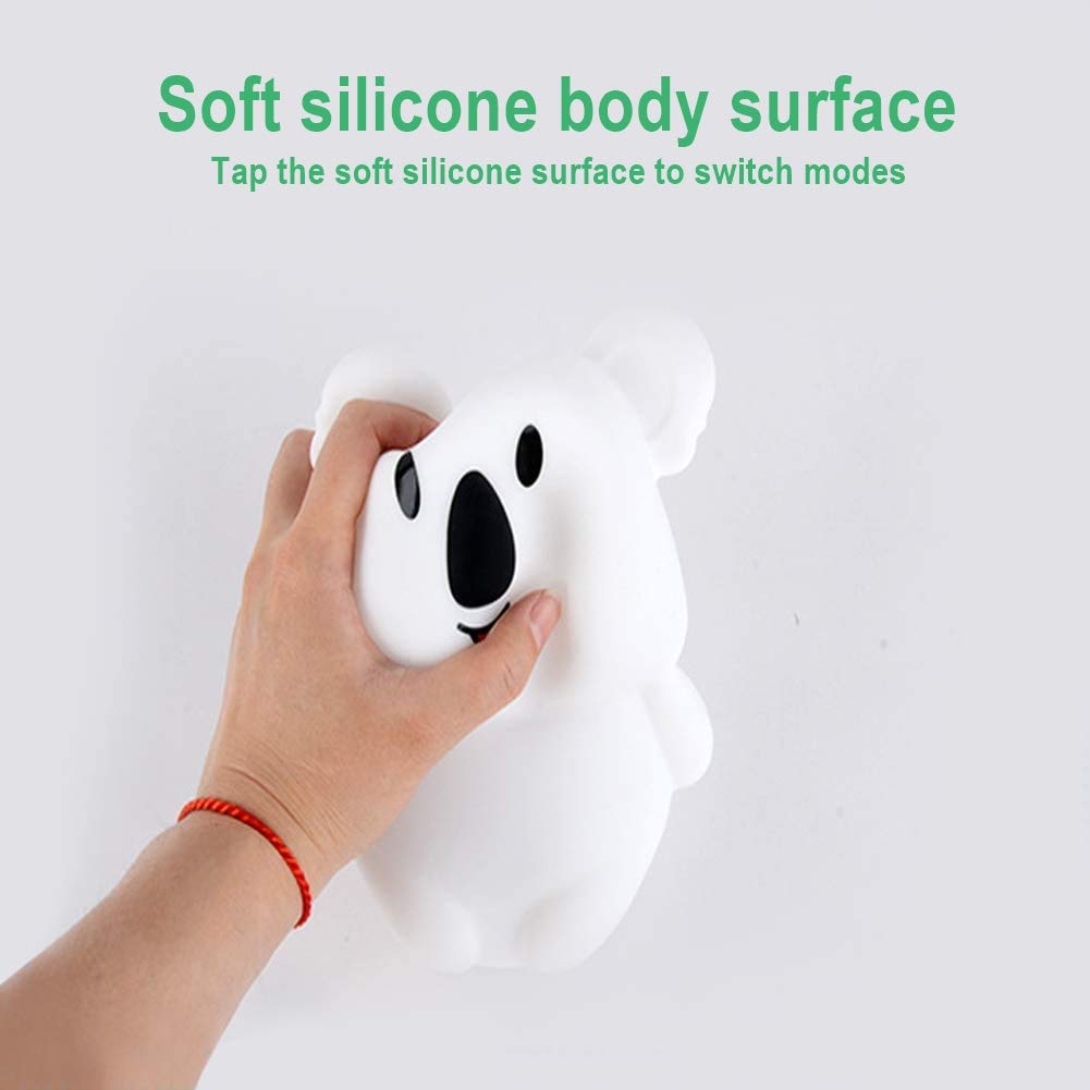 Koala Veilleuse enfants - lampe de chevet en silicone/lumières baby/lampe de chambre de bébé/lampe de lit pour enfant - luminosité et couleur réglables/réglage de l'heure - moyen