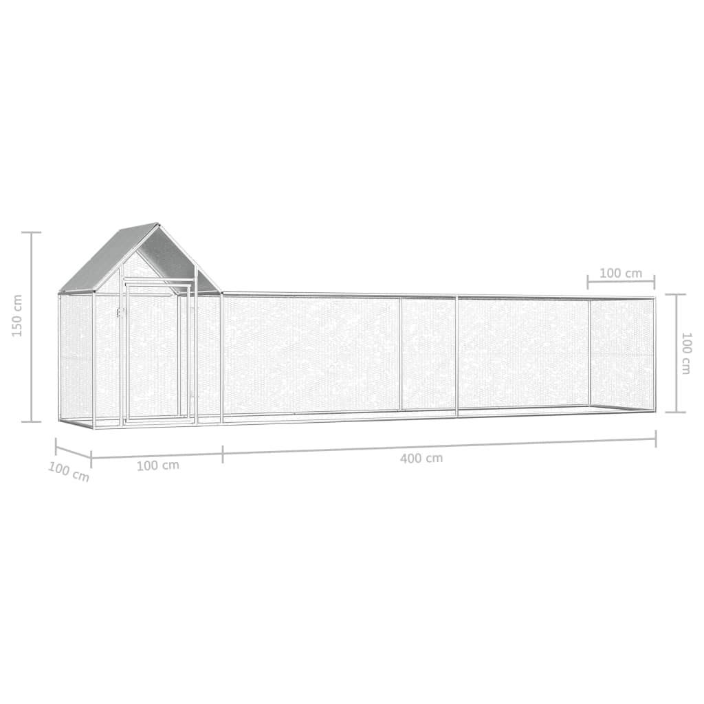 Homgoday Gallinero de acero galvanizado de 5 x 1 x 1,5 m, gallinero y corral, gallinero, jaula de aves de corral para gallinas, patos, conejos, perros, jaula de aves de corral 1480