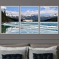 3 Piece Framed Canvas Wall Art Winter Lake Canvas Prints Home Artwork Decoration for Living Room,Bedroom - 16