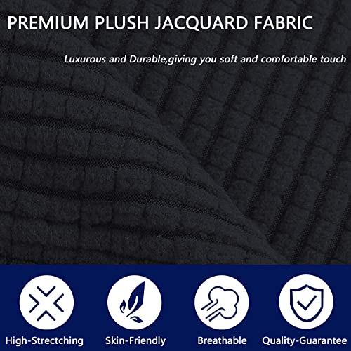 U-Nice Home Stretch Couch Cover Sofa Covers For 3 Cushion Couch Slipcover With Elastic Bottom Furniture Protector For Dogs, Spandex Jacquard Soft Fabric (Large, Black) #TOP2