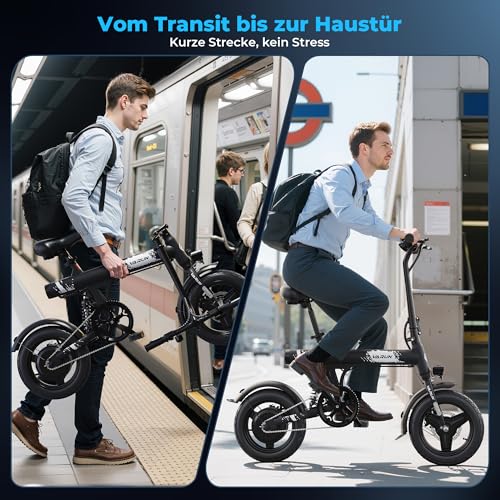 VARUN E Bike Klapprad, 14 Zoll Ebike Damen Herren mit 280.8Wh Akku, 250W Motor, Mini City E-Bike mit 3 Fahrmodi, Integrierte Nabe, LCD-Display, Pedelec Elektrofahrrad Reichweite Max 45 KM – Bild 6