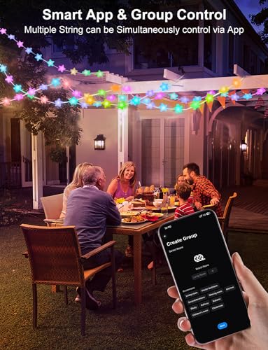 Echosari Smart Star String Lights Rgb Built In Chip, 33Ft 16 Million Color Changing Star Fairy Lights App & Remote Control Diy Music Sync Twinkle Lights For Bedroom Christmas Outdoor Decor thumb #2