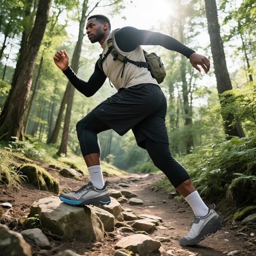 Image of HUMTTO Men's Hiking Sneakers Quick Lace Lightweight Trail Running Shoes Breathable Outdoor Walking Shoes