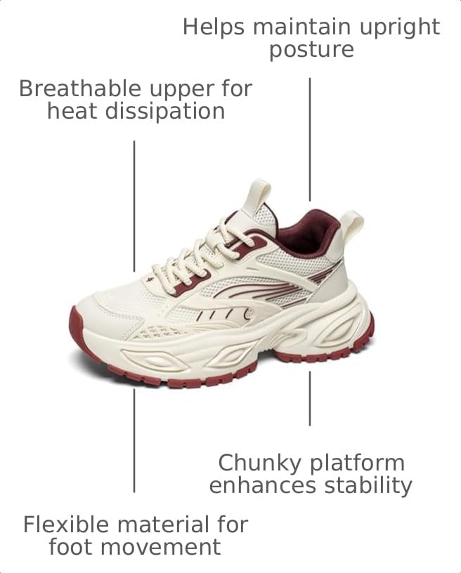 Image of Stylish and Durable Casual Mesh Walking Shoes for Men Chunky Platform Sneakers with Breathable Lace - Up Dad Style Footwear Ideal for Work Workout and Everyday Use