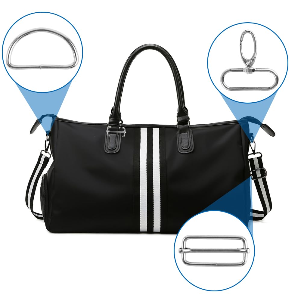 18 Pièces Anneaux en Forme D Boucle en Métal, Pivotant Mousqueton Sac a Main, Métal Keychain Avec Anneau D, Ensemble de Mousquetons Pivotants en Méta, pour Sac Artisanal DIY, Colliers de Chien(Argent)