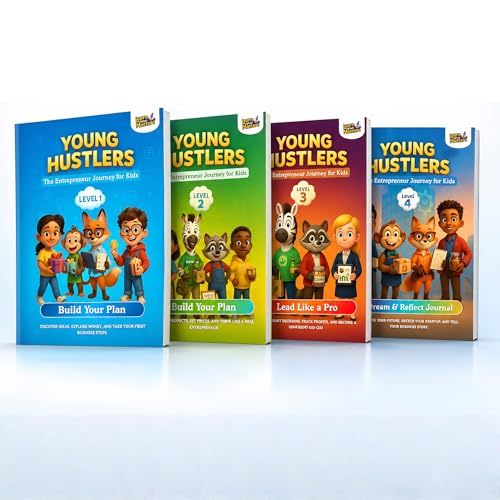 Image of Young Hustlers - Kids Financial Literacy & Entrepreneurship Workbook | Ages 6-14 | Money Management, Business Skills | 4 Activity Books Bundle (Young Hustlers Series)