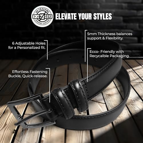 Marino’s Men Genuine Leather Dress Belt with Single Prong Buckle3