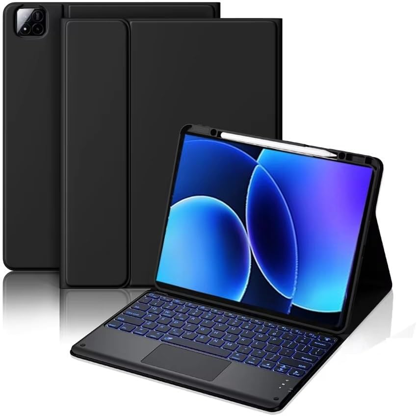 Touch Case with Keyboard Designed for mi Pad 8 | mi Pad 8 Pro 11.2", 2025, Arabic and English - Multi-Touch Trackpad -Detachable Wireless-Pen Holder Tablet Keyboard Case for mi Pad 8/8 Pro