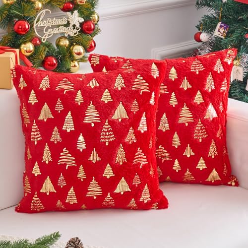 Kissenbezug Weihnachten Gold Kiefern Baum Muster Weihnachts...
