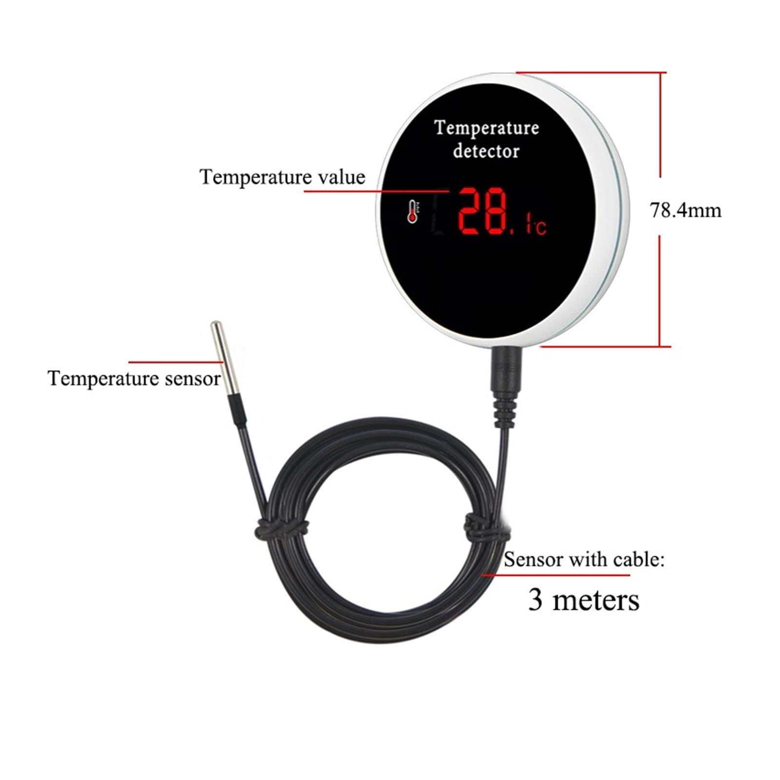 Czujnik Temperatury 300cm Sonda Przewodowa Cyfrowy Termometr Smartlife Inteligentny Dom Termostat Basenowy Zdalny Alarm Dokładny Pomiar
