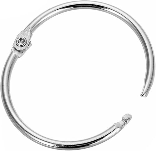 Miniatura 3 de 100 anillos para carpeta de hojas sueltas, llavero, anillos de metal para libros, anillos redondos de acero inoxidable para suministros escolares de