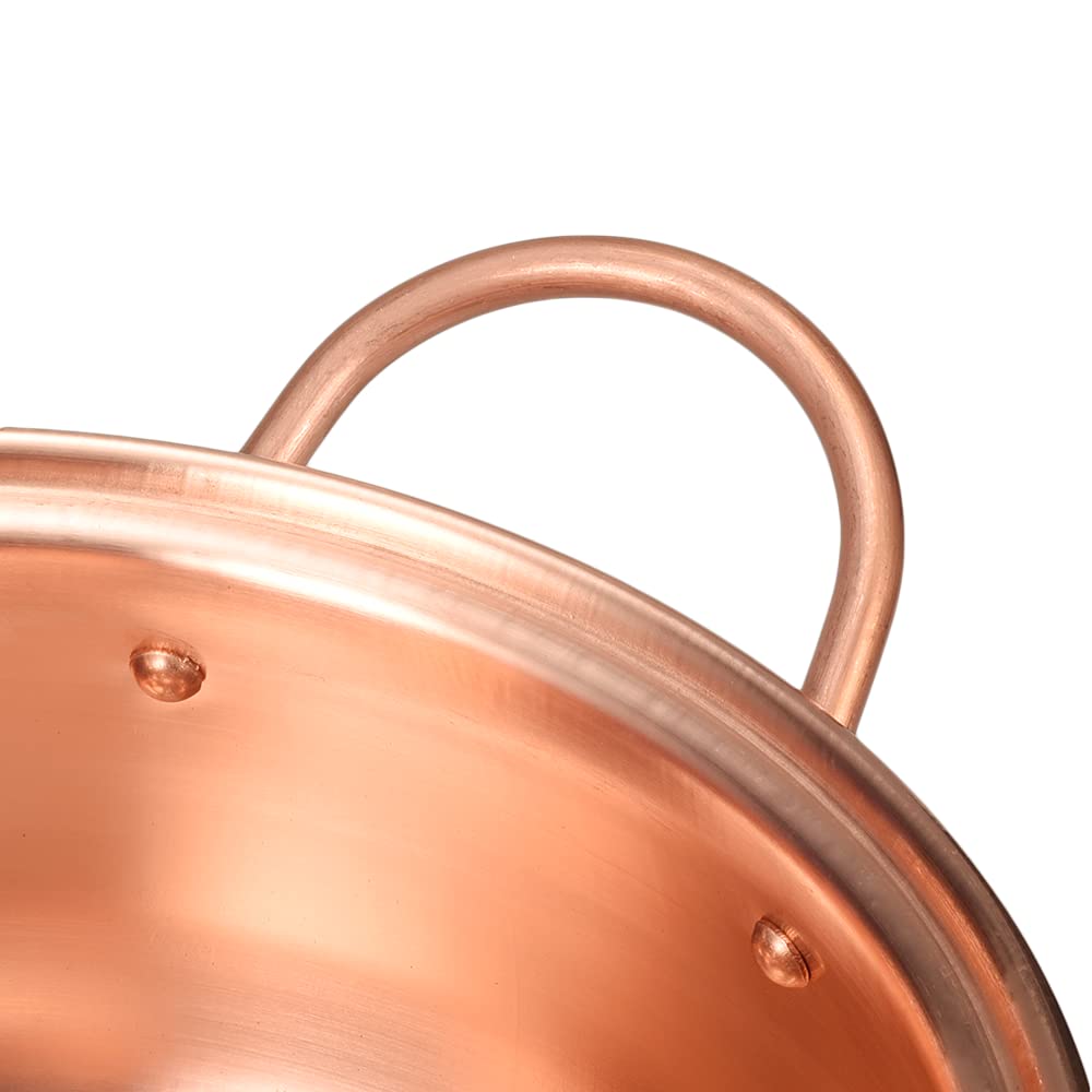 YINOX - Faitout en cuivre pur - 24 cm - Fait main - Martelé et poli - Pour cuisinière à gaz