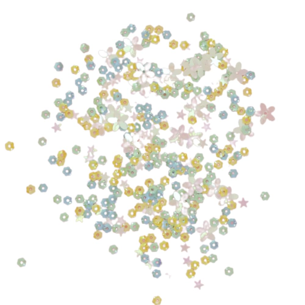 Craftelier - Yellow Star Field Sequins for Crafts, Scrapbooking and Decorations | Circles, Stars and Flowers Shapes - Different Sizes | Green, Turquoise and Yellow Colours