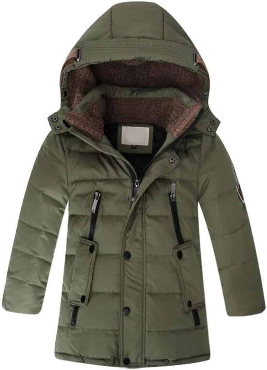 Bambini Giacca Invernale Ragazzi Leggero Impermeabile con Cappuccio Piumino di Media Lunghezza Sottile Caldo Esterno Antivento Ispessito Piumino