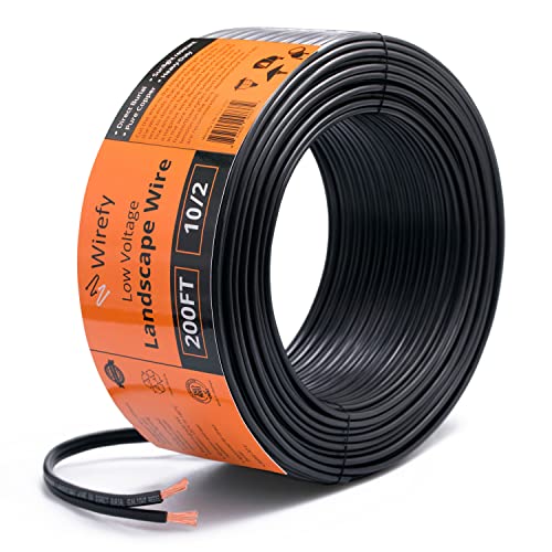 Wirefy 10/2 Low Voltage Landscape Wire 200 ft | Low Voltage Landscape Lighting Wire | Pure Copper | Outdoor Direct Burial | 10-Gauge 2-Conductor 200 Feet