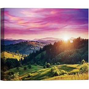 SIGNWIN Canvas Wall Art Sunrise Over Green Yellow...