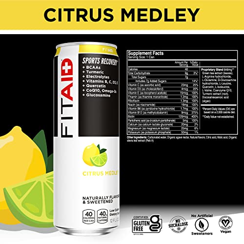 Image of FITAID Post-Workout Recovery Drink Variety Sampler Pack, No Artificial Flavors or Sweeteners, 100% Clean, Vegan, Gluten-Free, Keto-Friendly, Paleo Friendly, 4 Flavors (Pack of 12)