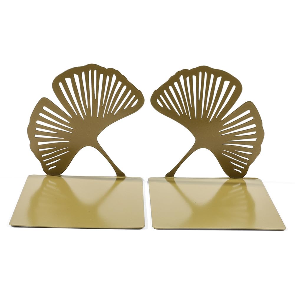 Jnchdghwa Nonslip for Heavy Books Bookend Support 2Pcs Ginkgo Leaf Decorative Hollowed Out Design