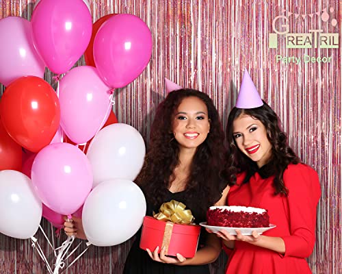 Image of Rose Gold Tinsel Party Backdrop - GREATRIL Foil Fringe Curtain Party Photo Booth Backdrop for Birthday Women Bride Theme Decorations - 1m x 2.5m - Pack of 2