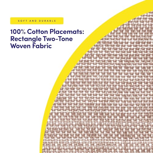 Sweet-Home-Collection-100-Cotton-Placemats-for-Dining-Room-Rectangle-Two-Tone-Woven-Fabric-13-x-19-Soft-Durable-Table-Mat-Set-Set-of-6-Taupe Sweet Home Collection 100 Cotton Placemats for Dining Room Rectangle Two Tone Woven Fabric 13 x 19 Soft Durable Table Mat Set Set of 6 Taupe
