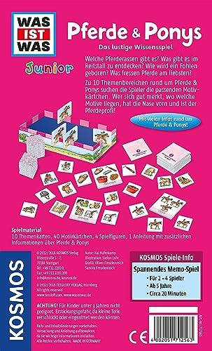 KOSMOS 712563 was ist was Junior - Pferde und Ponys, Wissenspiel rund um Pferde, Pferde Spiel, Pferdespiele, Mädchen ab 5 Jahre