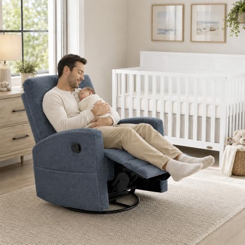 Image of Dream On Me Chatham Deluxe Nursery Glider Recliner, Amazon Exclusive, Blue Fog