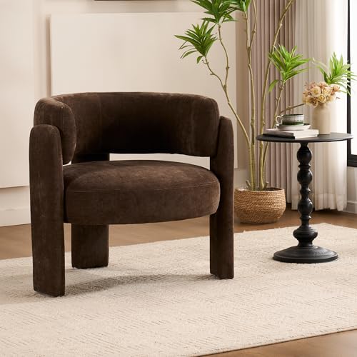 Sillón con tela suave y respaldo curvo Chocolate miniatura 1
