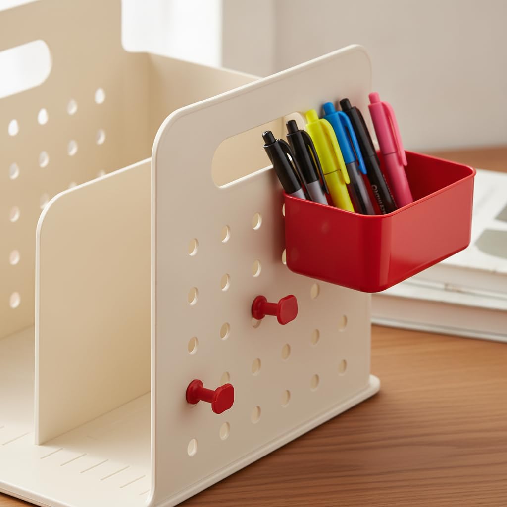Vielseitiger Desktop Ordnerhalter mit Fächern für Schreibwaren Und Tägliche Utensilien für Bibliothek Lernen Und Professionelle Arbeitsumgebung, Style to 2