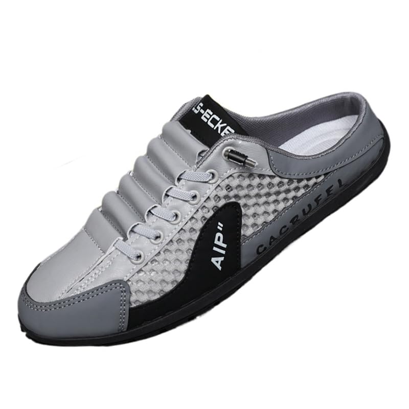 Ventilated Mesh Slip-on Half A Pack of Slippers, Casual Sports Household Men Shoes