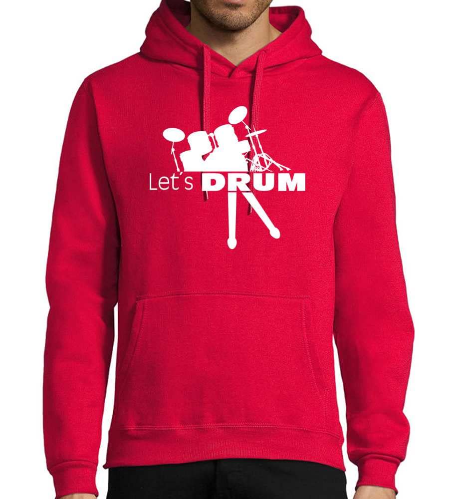 Lets Drum perkusja z patyczkami męska bluza z kapturem, czerwony, 4XL