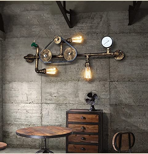 MOCIGERN LOFT Industrial Wall Mounted Lights Steampunk Wall Illumination Gear Water Pipes Wall Lighting Fixture for Restaurants Headboard Bedroom Porch steampunk buy now online MOCIGERN LOFT Industrial Wall Mounted Lights Steampunk Wall Illumination Gear Water Pipes Wall Lighting Fixture for Restaurants Headboard Bedroom Porch steampunk buy now online