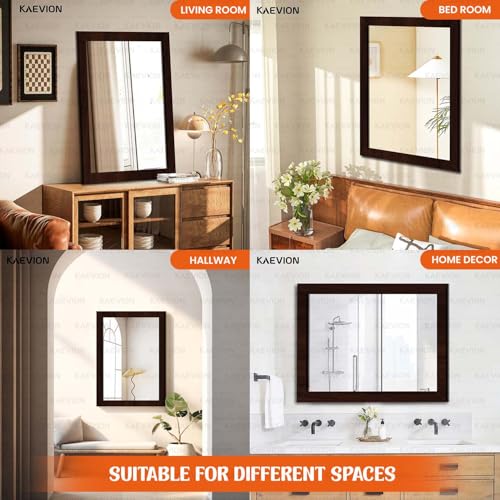 Image of Wall Hanging 2ft Brown Water Proof PVC Framed Wall Mirror for Bedroom or Bathroom |Home Decor Wall Mounted Wash Room Mirror for Wall Bedroom Living-Room Vanity Farmhouse