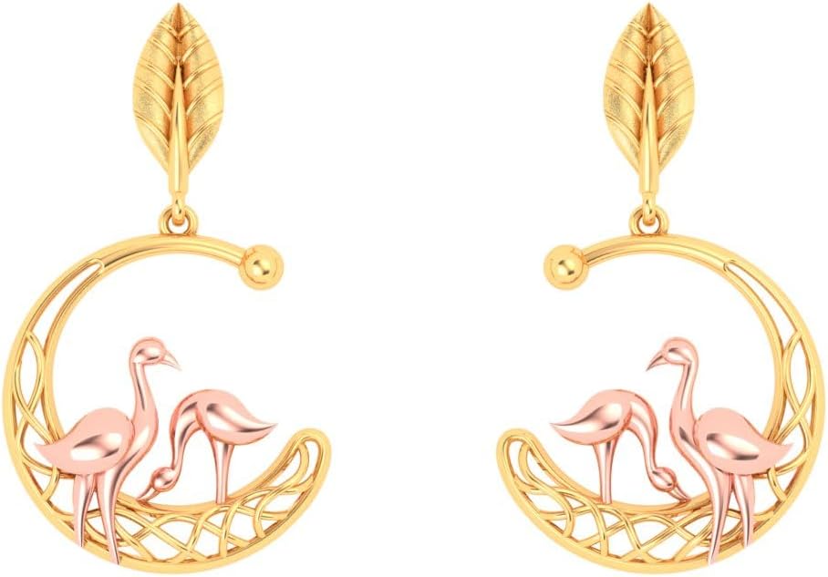 P.C. Chandra JewellersWomen 22Kt (916) Yellow Gold Hanging Earrings With Rose Gold Swans - 6.9 Grams