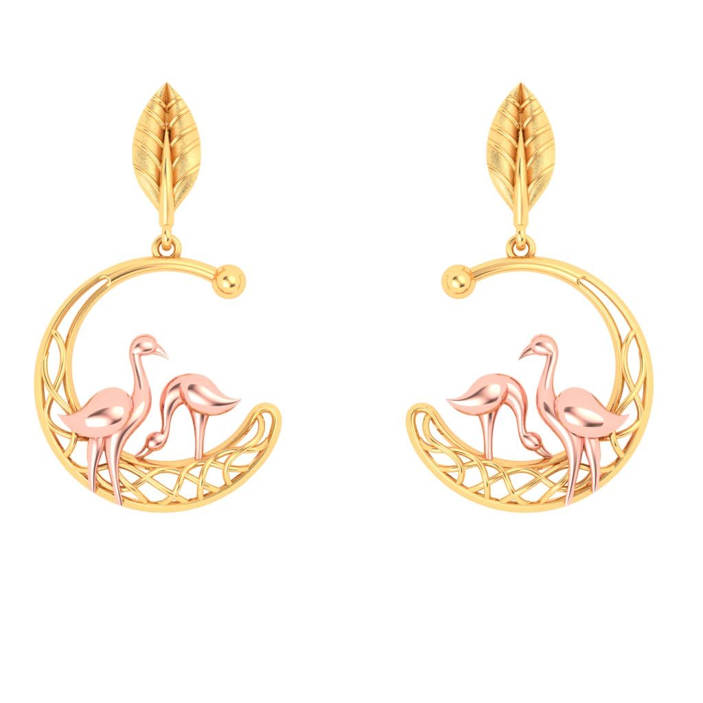 P.C. Chandra JewellersWomen 22Kt (916) Yellow Gold Hanging Earrings With Rose Gold Swans - 6.9 Grams