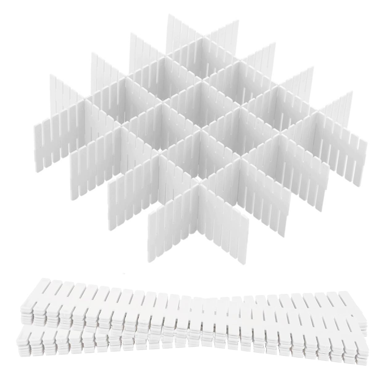 Hantoc 12 Piezas DIY Separadores de Cajones Ajustables, de Plástico Organizadores para Ropa Interior Calcetines Cinturón Suministros de Oficina 32.4 x 7 cm Blanco