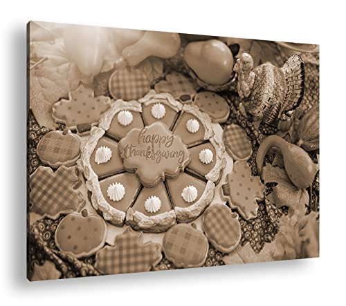 Impression numérique de haute qualité Thanksgiving citrouille biscuits sépia 90x60