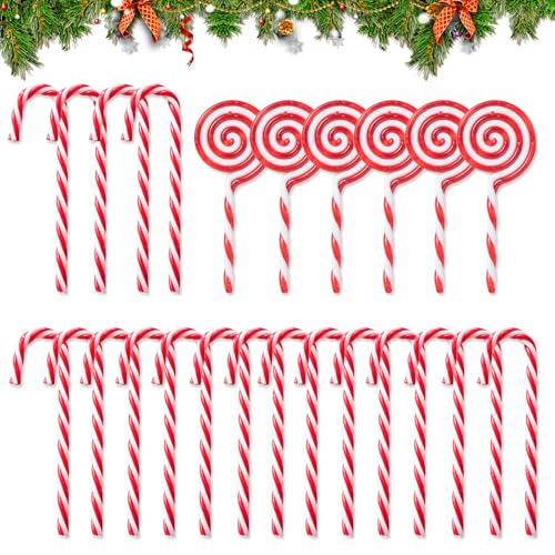 JSTHHTT 25 pcs Christmas Candy Decorations Candy Cane Christmas Decorations Christmas Lollipops Candy Cane Ornaments for Home Chriatmas Tree Decor Red and White Christmas Decorations for Tree