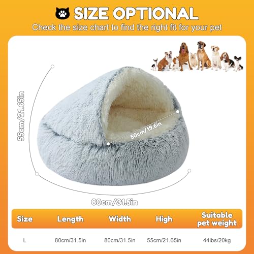 SUOXU Mittelgroßes Hundebett mit Bezug, Rutschfester Unterseite, waschbarem orthopädischem, flauschigem Anti-Angst-Haustierbett. Geeignet für Katzen und Hunde unter 20 kg/44 lbs – Bild 6