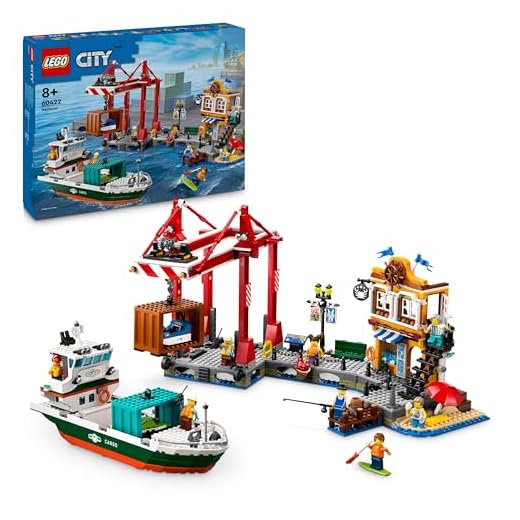 LEGO City Seaside Harbour with Cargo Ship Set, Educational Port Building Toy for Kids, Boys and Girls Aged 8 and Over, Model Container Crane and Boat with 8 Minifigures, Birthday Gift Idea 60422