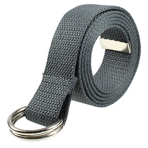 Gelante Canvas Web D Ring Belt Silver Buckle Military Style for men women-2052-DarkGray (L/XL)