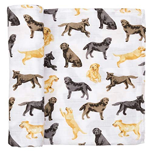 Image of Mud Pie Labrador Retriever Print Muslin Baby Swaddle Blanket, 1 Piece